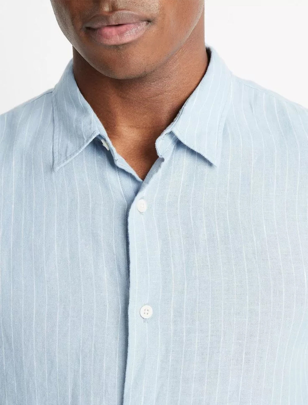 mens bayside stripe l/s shirt in lake blue (2)