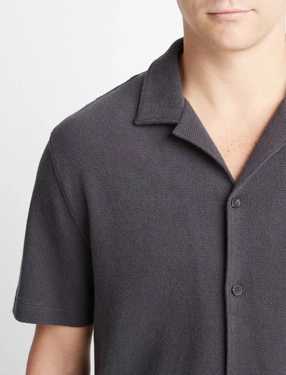 mens boucle s/s button down in soft black (2)