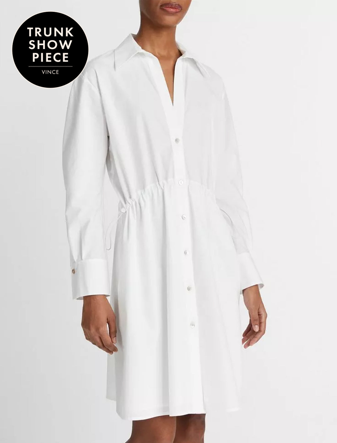 drawcord ruched dress in optic white