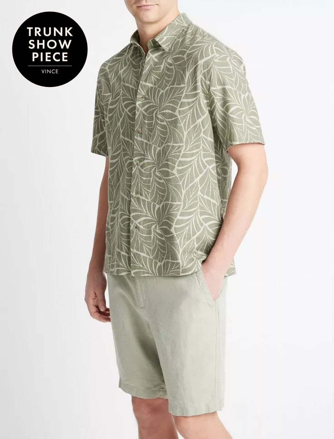 mens knotted leaves print s/s shirt