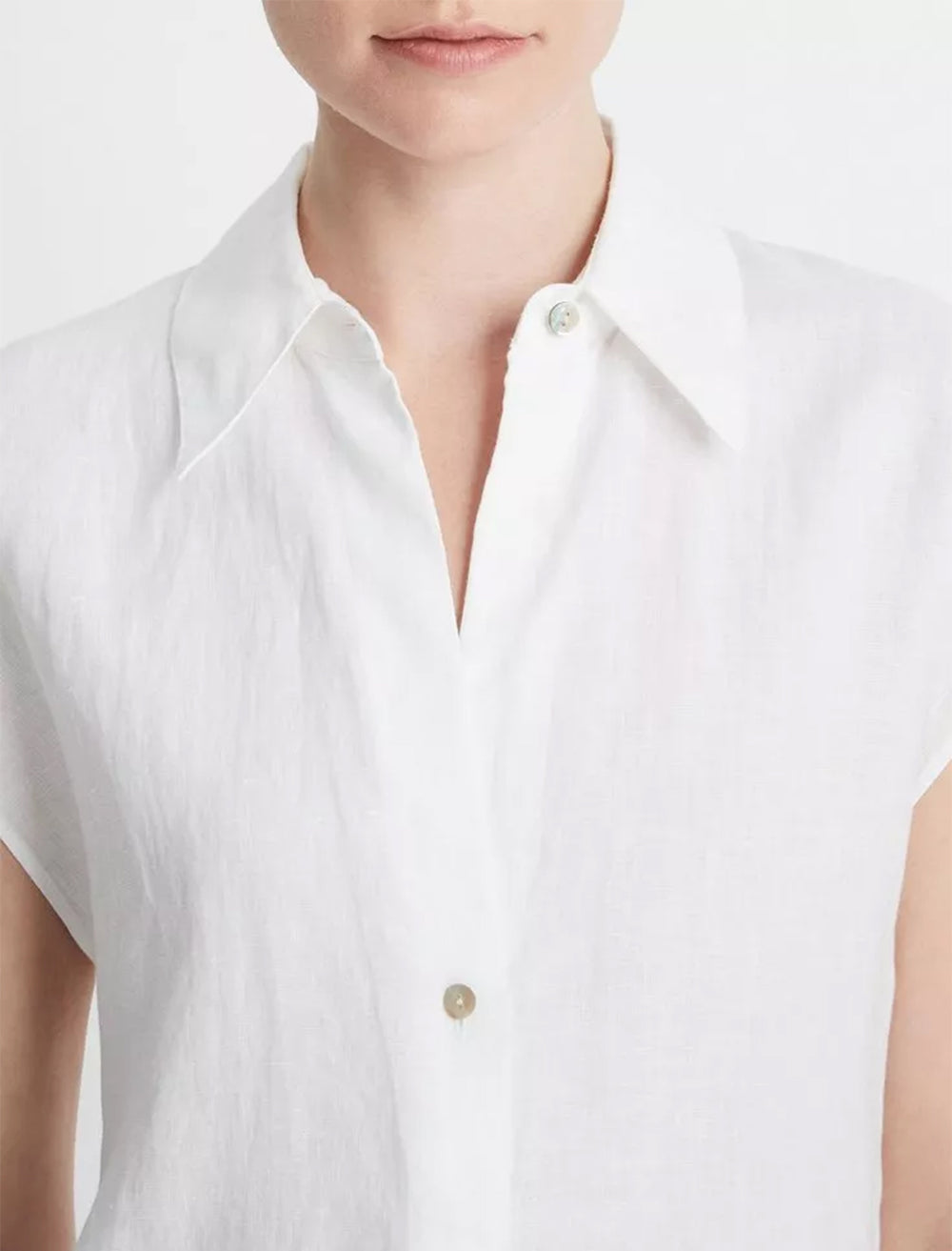 cap sleeve button down blouse in optic white (2)