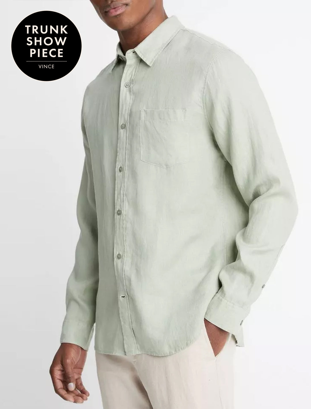 mens linen l/s shirt in dried cactus