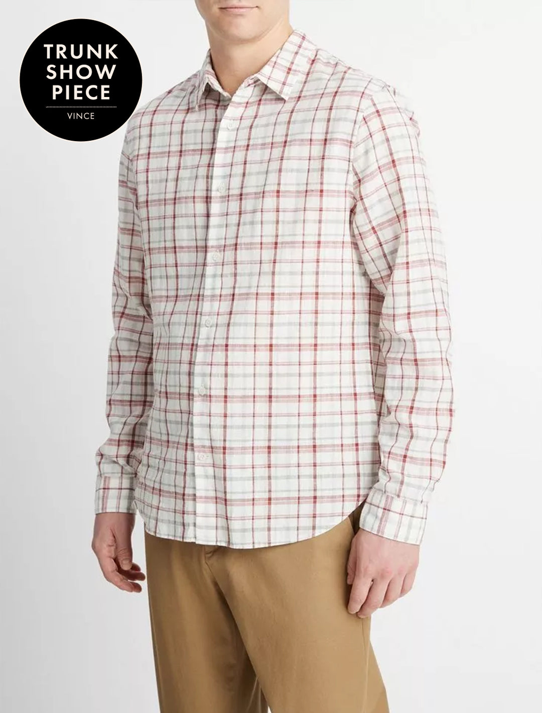 mens oakmont plaid l/s shirt in alabaster and dried cactus