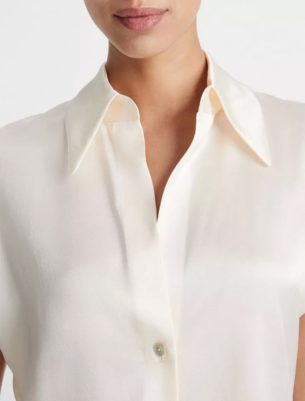 cap sleeve button front blouse in chiffon (2)