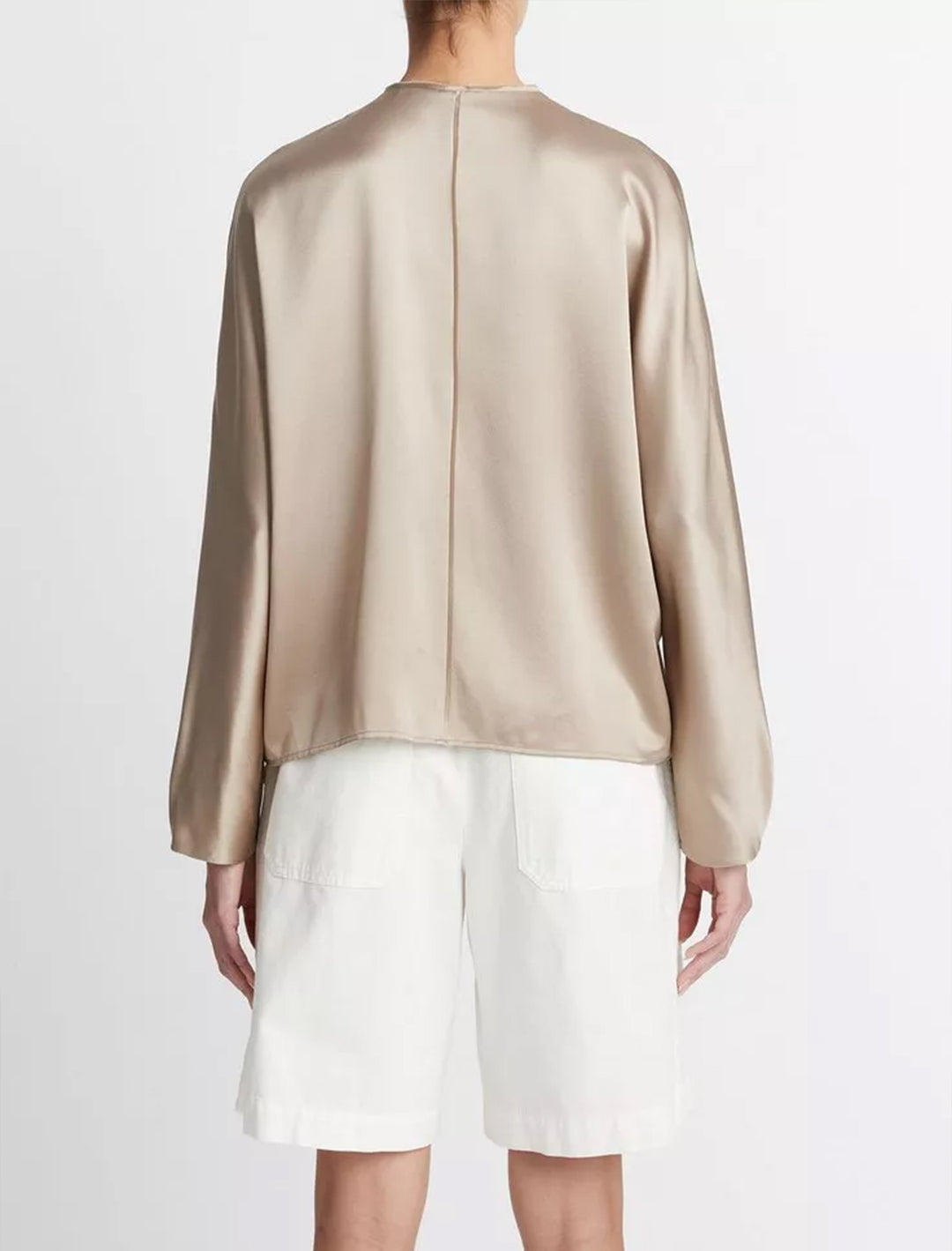 raw edge trim button front blouse in pale nut (3)