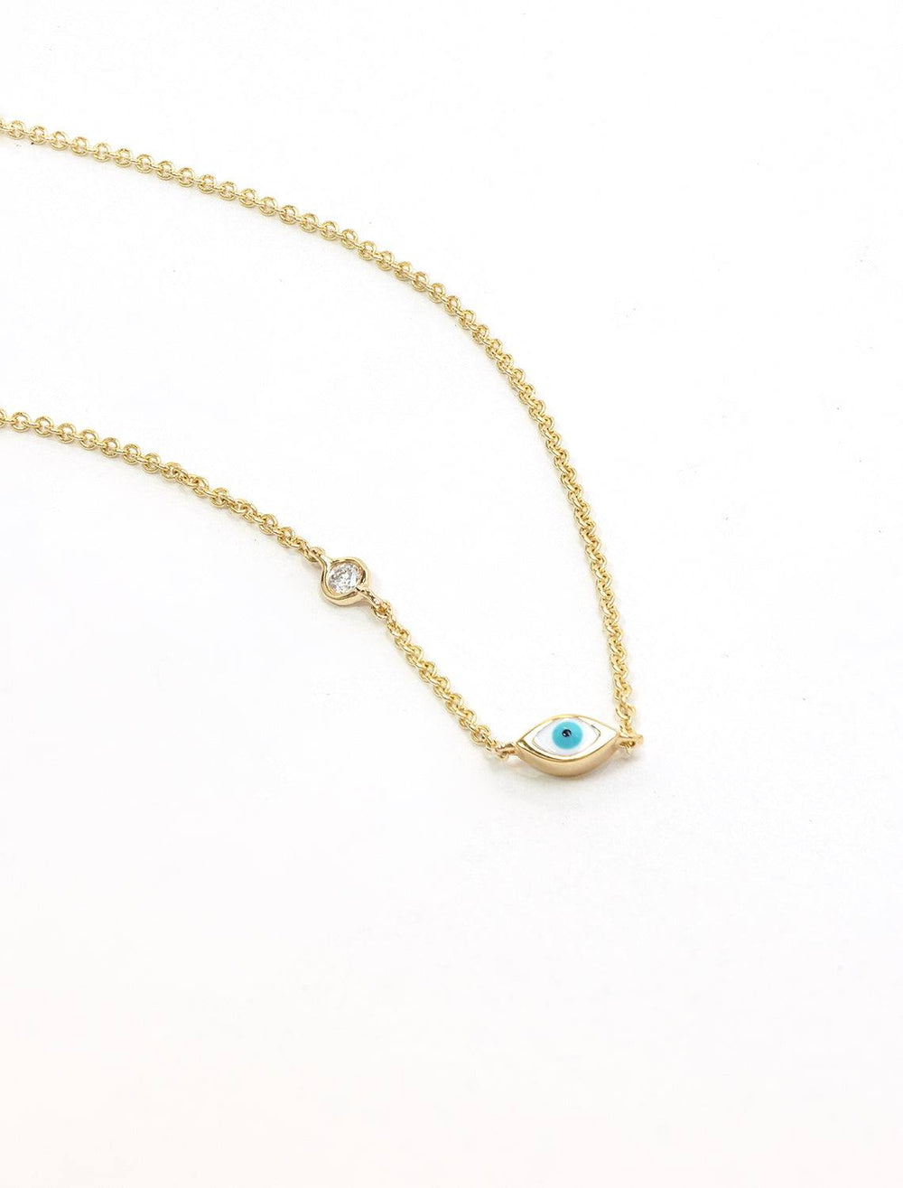 Sydney Evan's single mini enamel evil eye necklace.