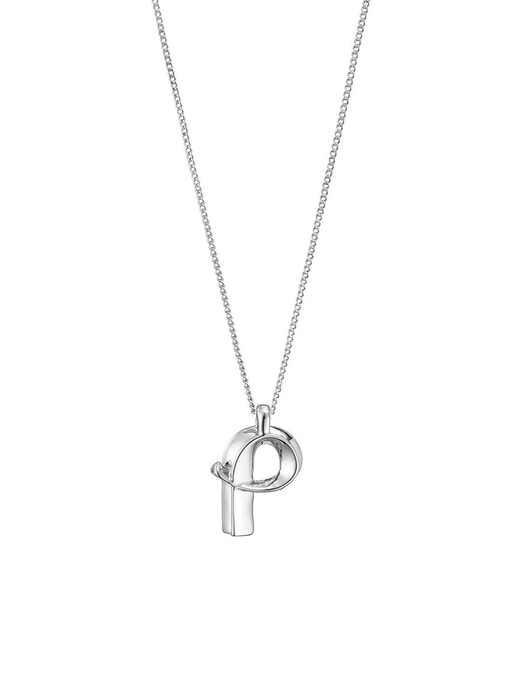 front view of monogram necklace in silver | P