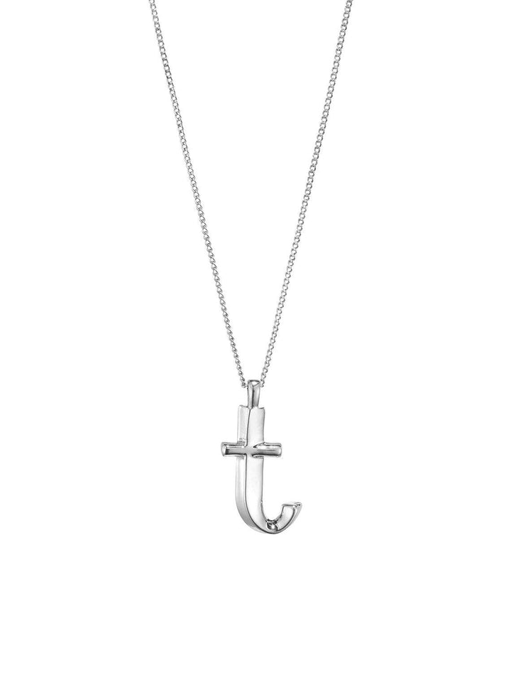 front view of monogram necklace in silver | T