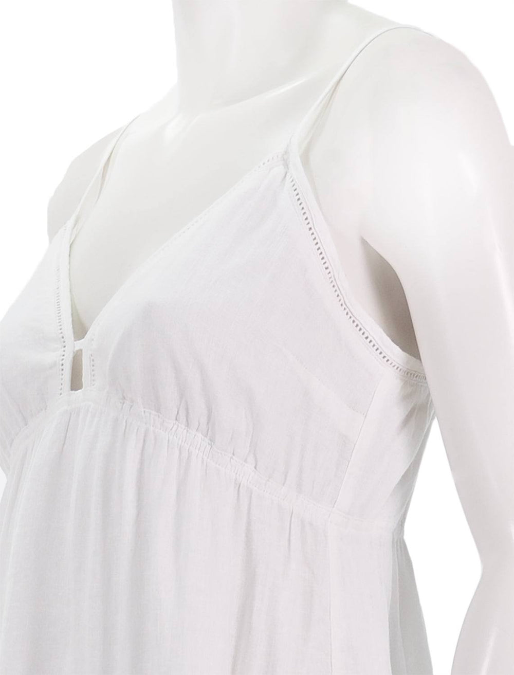 Close-up view of Rails' avril dress in white lace detail.