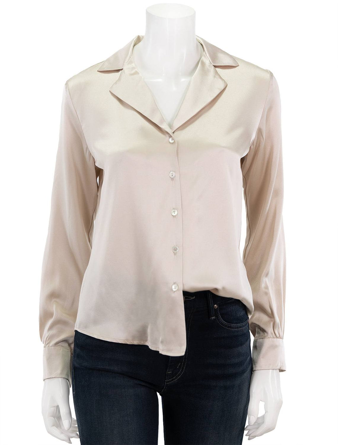 Front view of Velvet's Soho Blouse in Oyster.