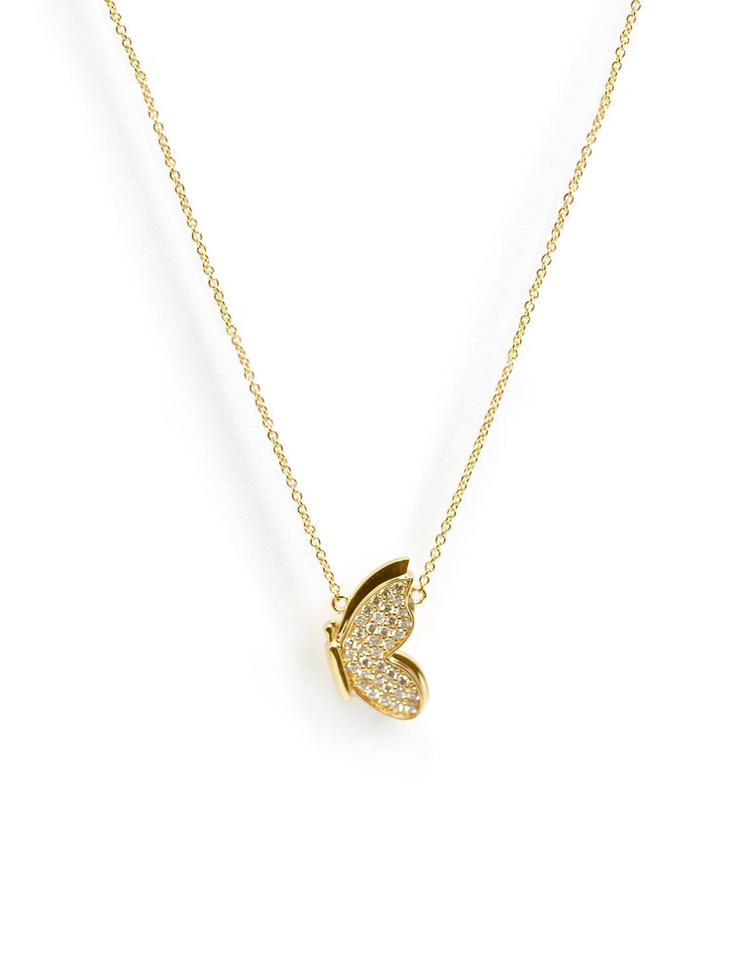 small pave in flight butterfly necklace