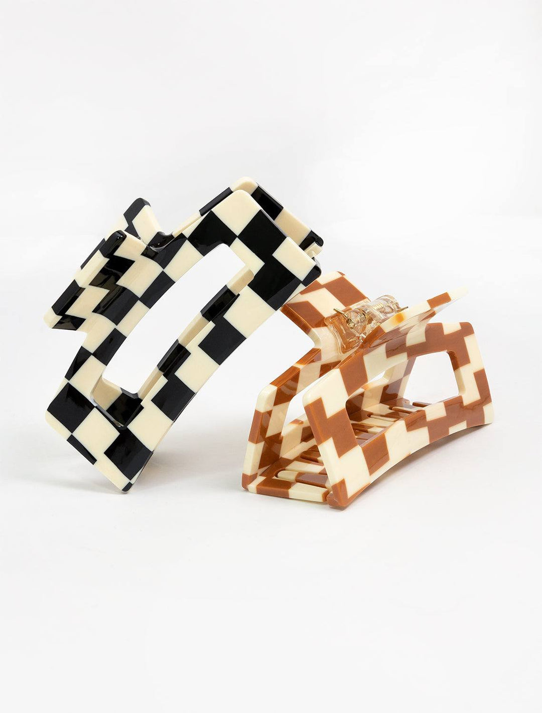 brown and white checkered hair claw (3)