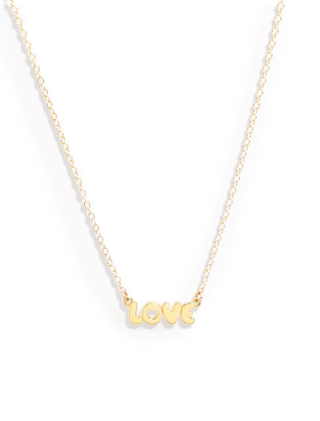 love bubble charm necklace in gold
