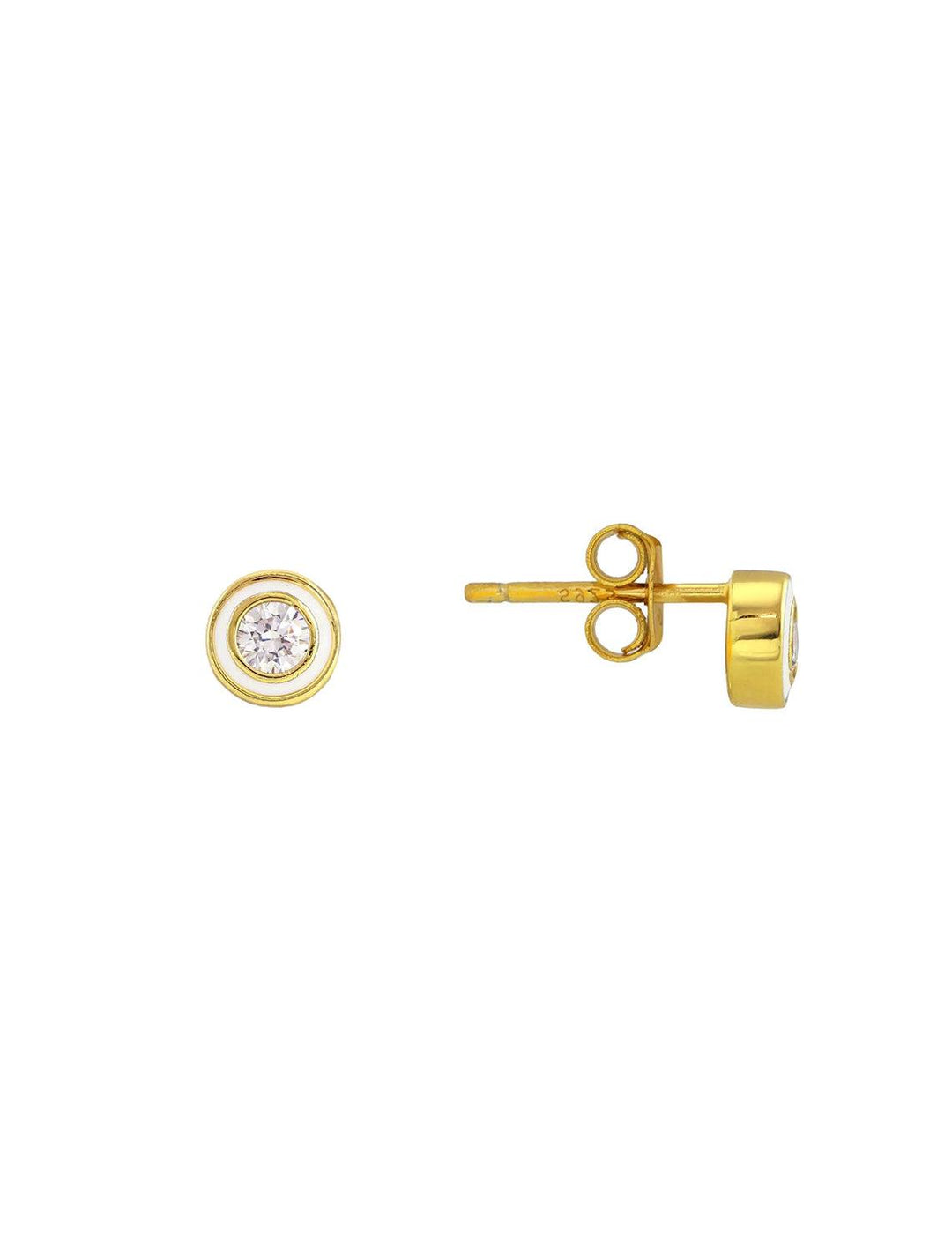 Kris Nations candy bezel studs with white enamel - Twigs