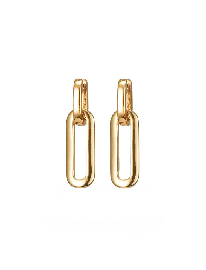 Front view of Jenny Bird's Teeni Detachable Link Earrings in Gold Tone Dipped Brass.