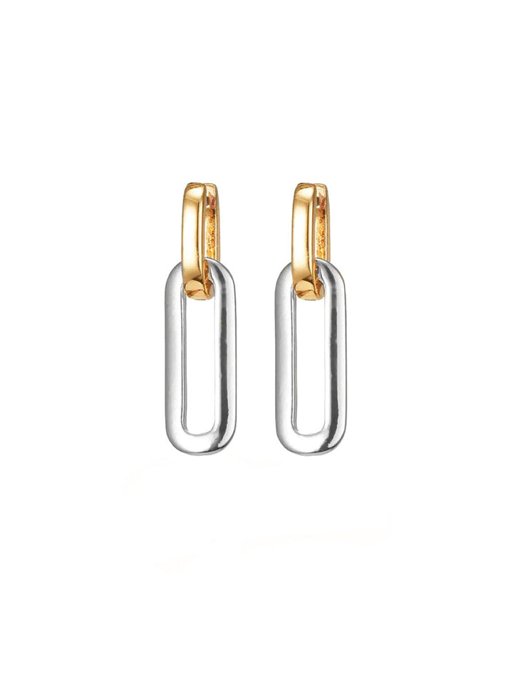 Front view of Jenny Bird's Teeni Detachable Link Earrings in Two Tone.