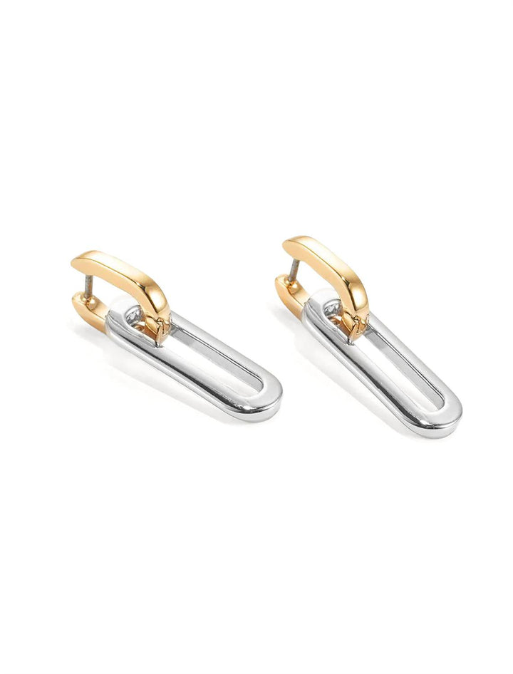 Side angle view of Jenny Bird's Teeni Detachable Link Earrings in Two Tone.