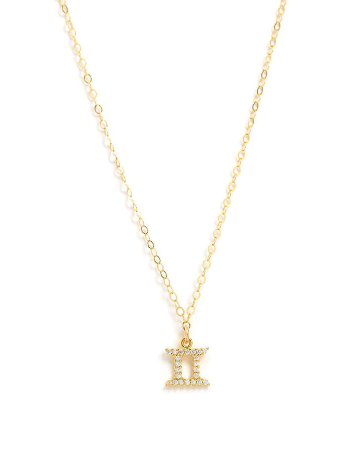 mini pave zodiac necklace | gemini