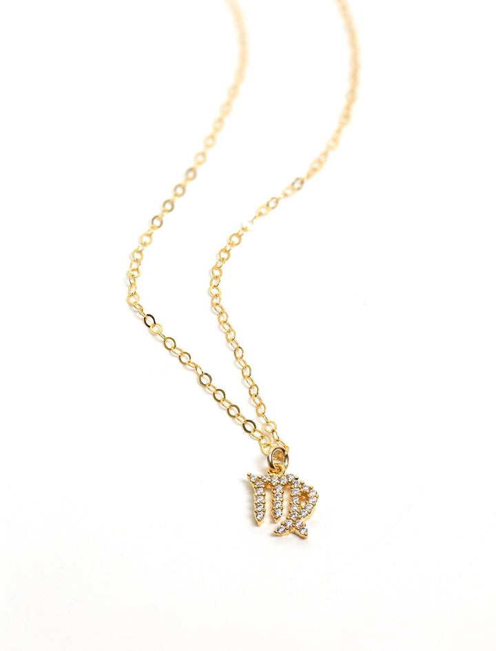mini pave zodiac necklace | virgo