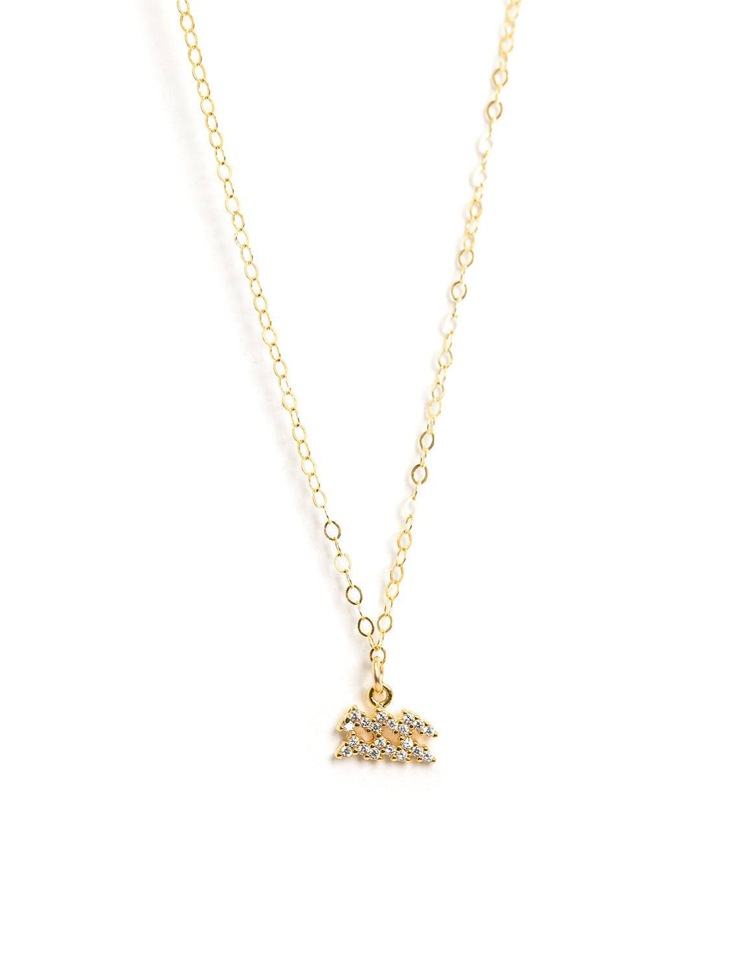 mini pave zodiac necklace | aquarius