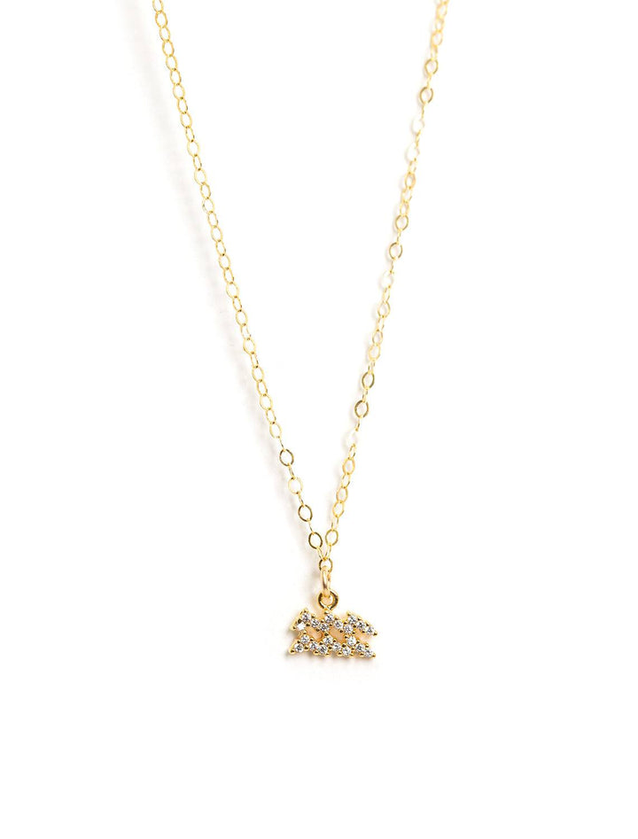 mini pave zodiac necklace | aquarius