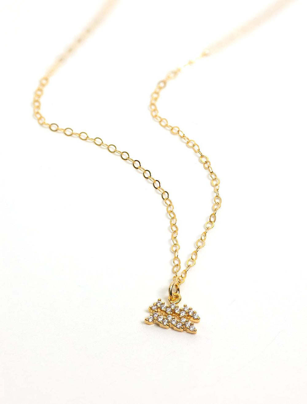 mini pave zodiac necklace | aquarius