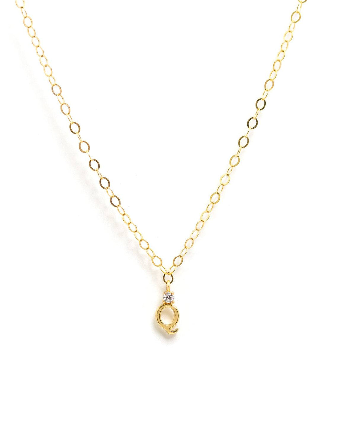 Marit Rae initial and cz necklace in gold | Q - Twigs