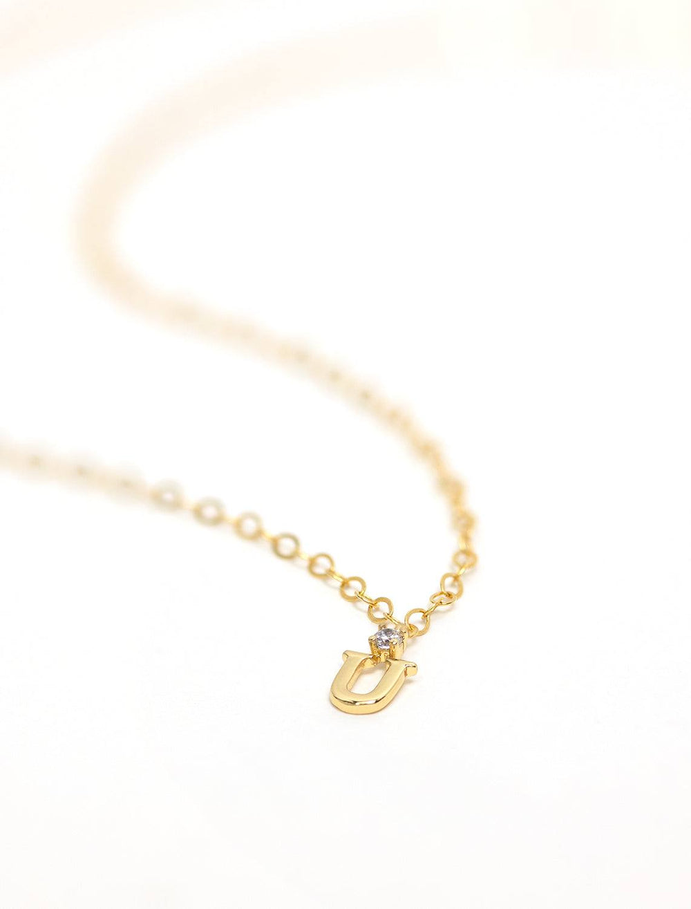 Marit Rae initial and cz necklace in gold | U - Twigs