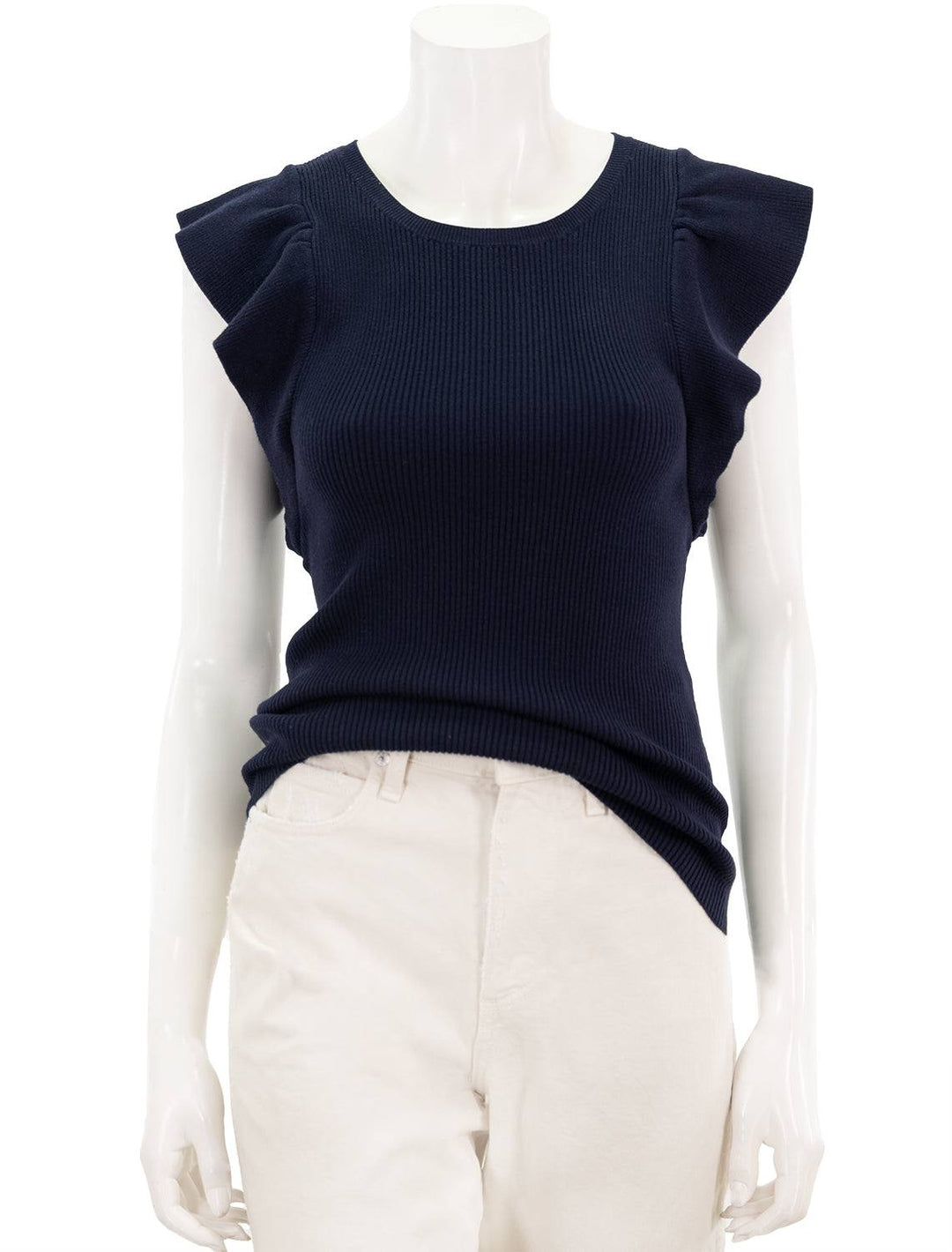 Front view of Marie Oliver's rory top in navy.