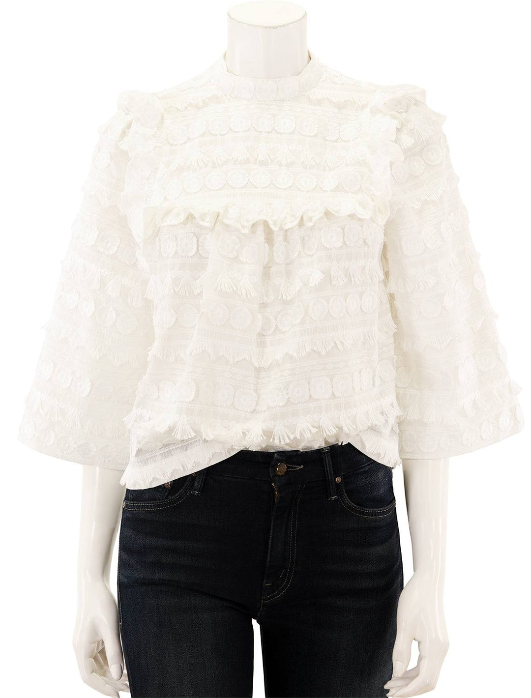 Front view of Smythe's a line top in white.