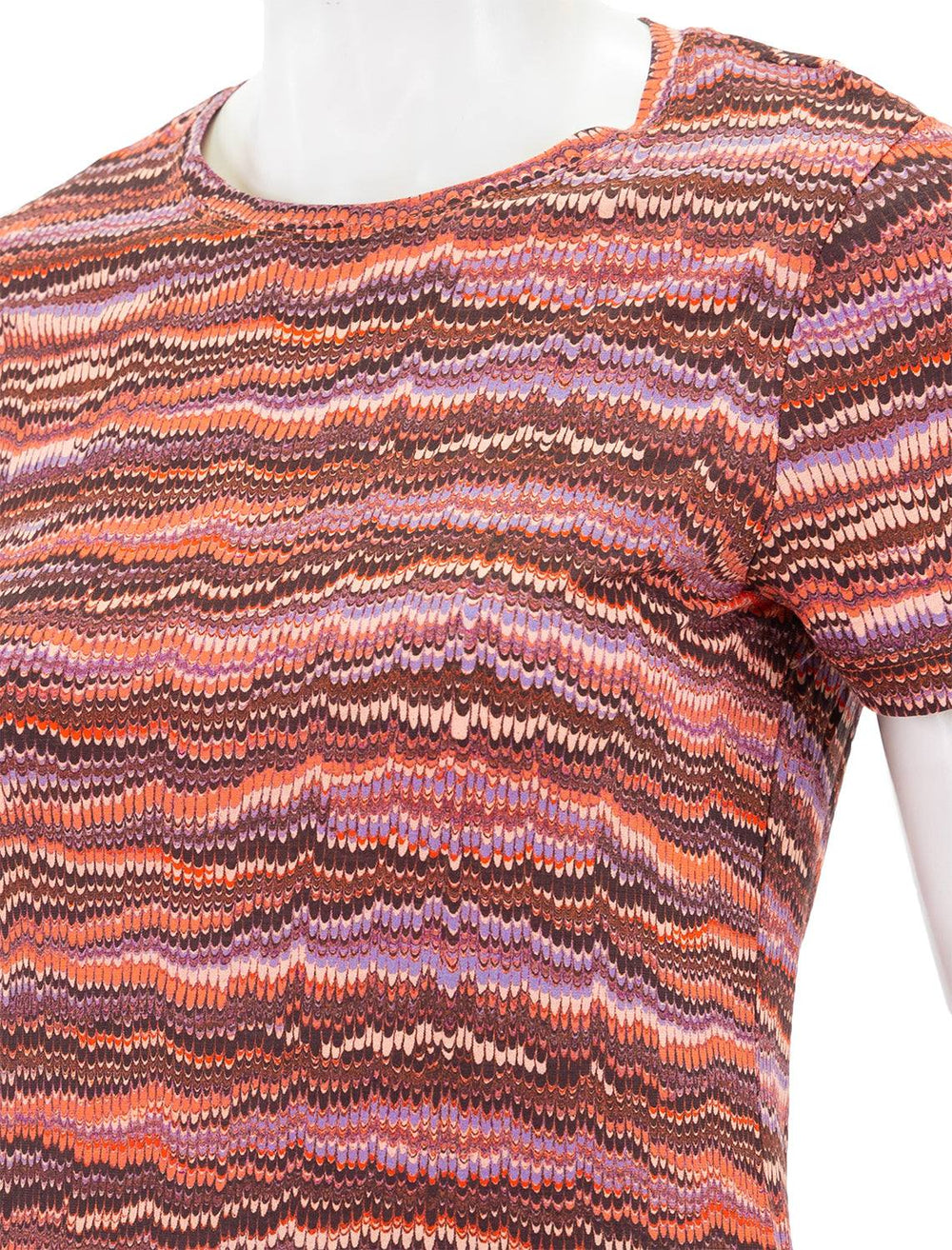 Close-up view of Ulla Johnson's estelle t-shirt in purple sapphire.