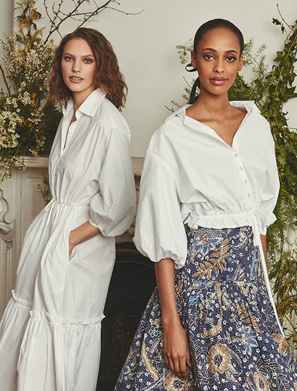 Model wearing Cara Cara's hutton top in white.