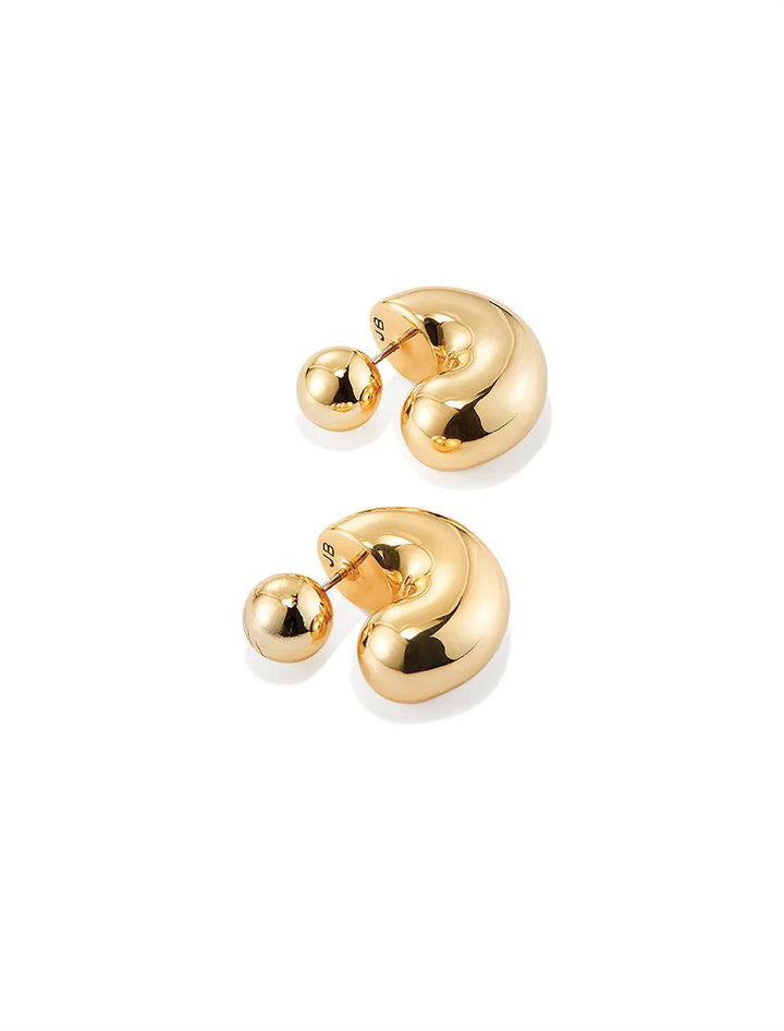 Side angle view of Jenny Bird's Medium Tome Hoops in 14K Gold-Dipped Brass.