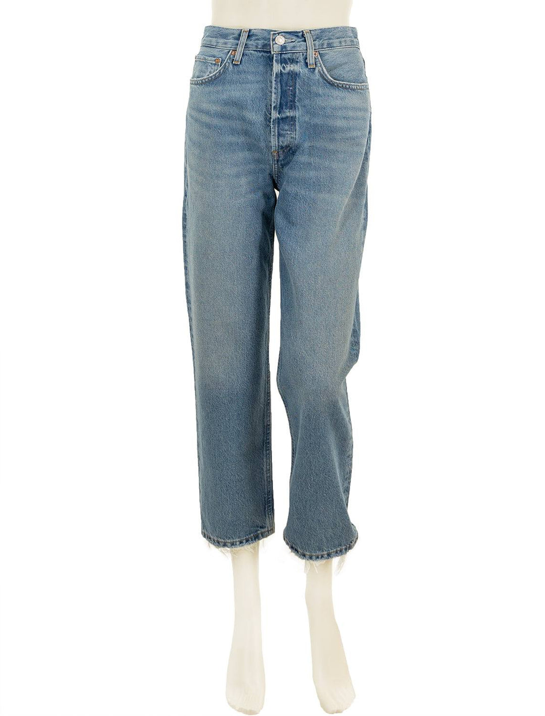 Front view of AGOLDE's 90's crop in bound.