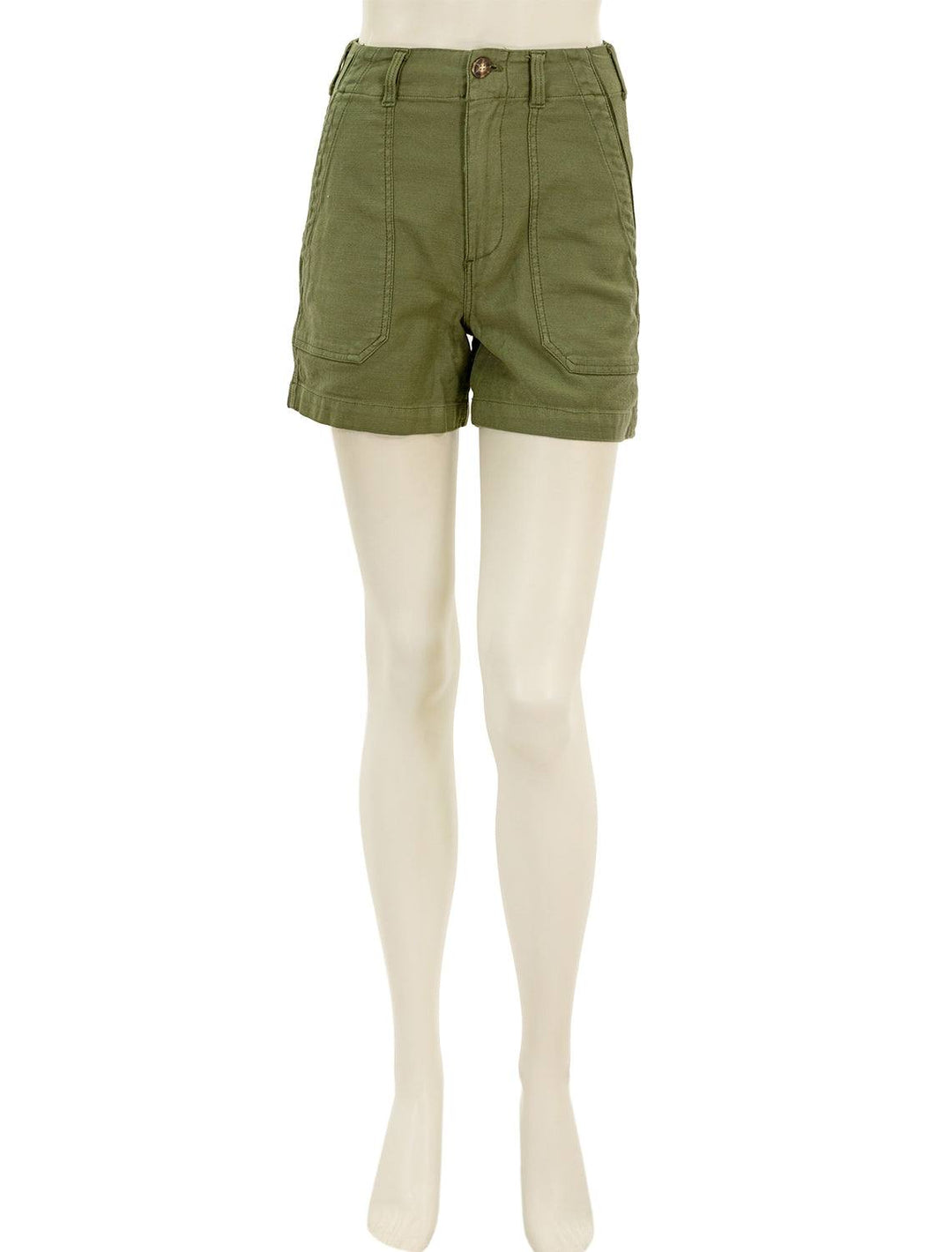 Front view of Faherty's stretch surplus short in fatigue.