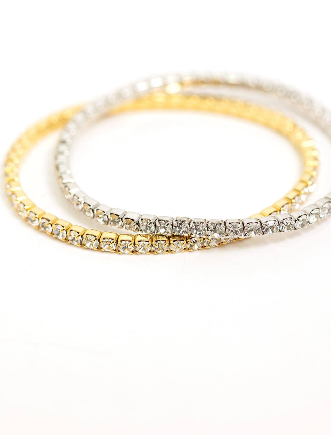 AV Max rhinestone gold stretch tennis bracelet - Twigs