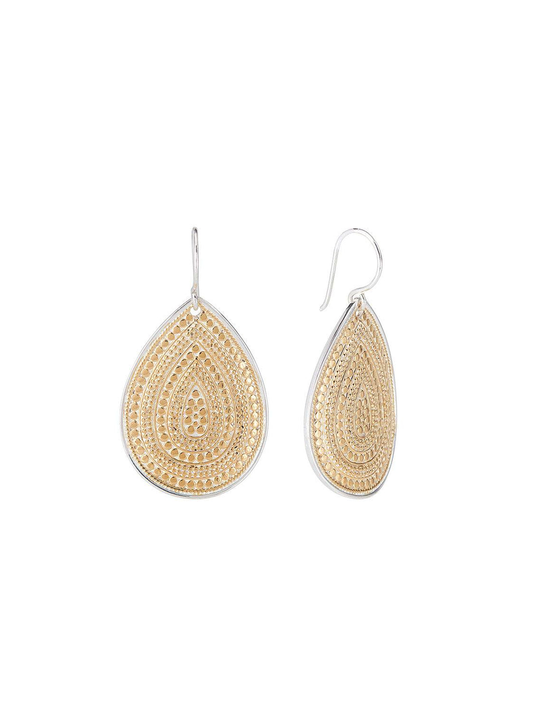 Anna Beck's classic large teardrop earrings in two-tone