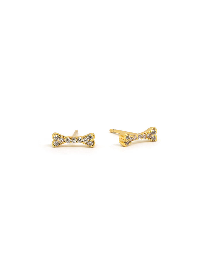pave cz dog bone studs