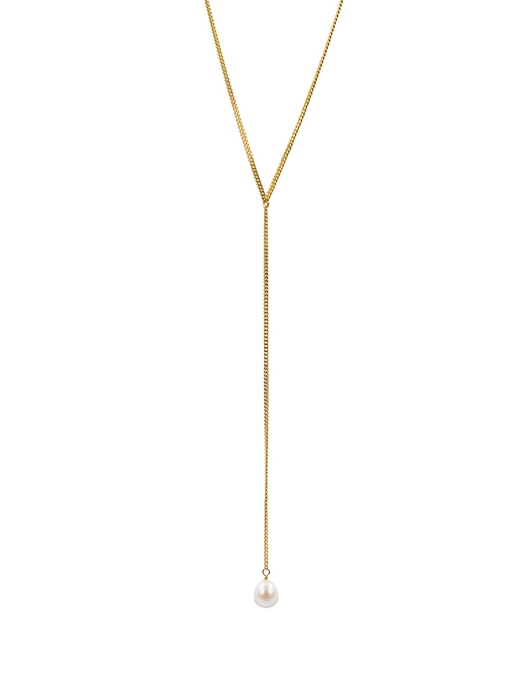 av max | gold and pearl y necklace