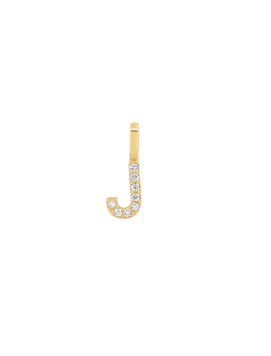 14k pave diamond initial charm - J