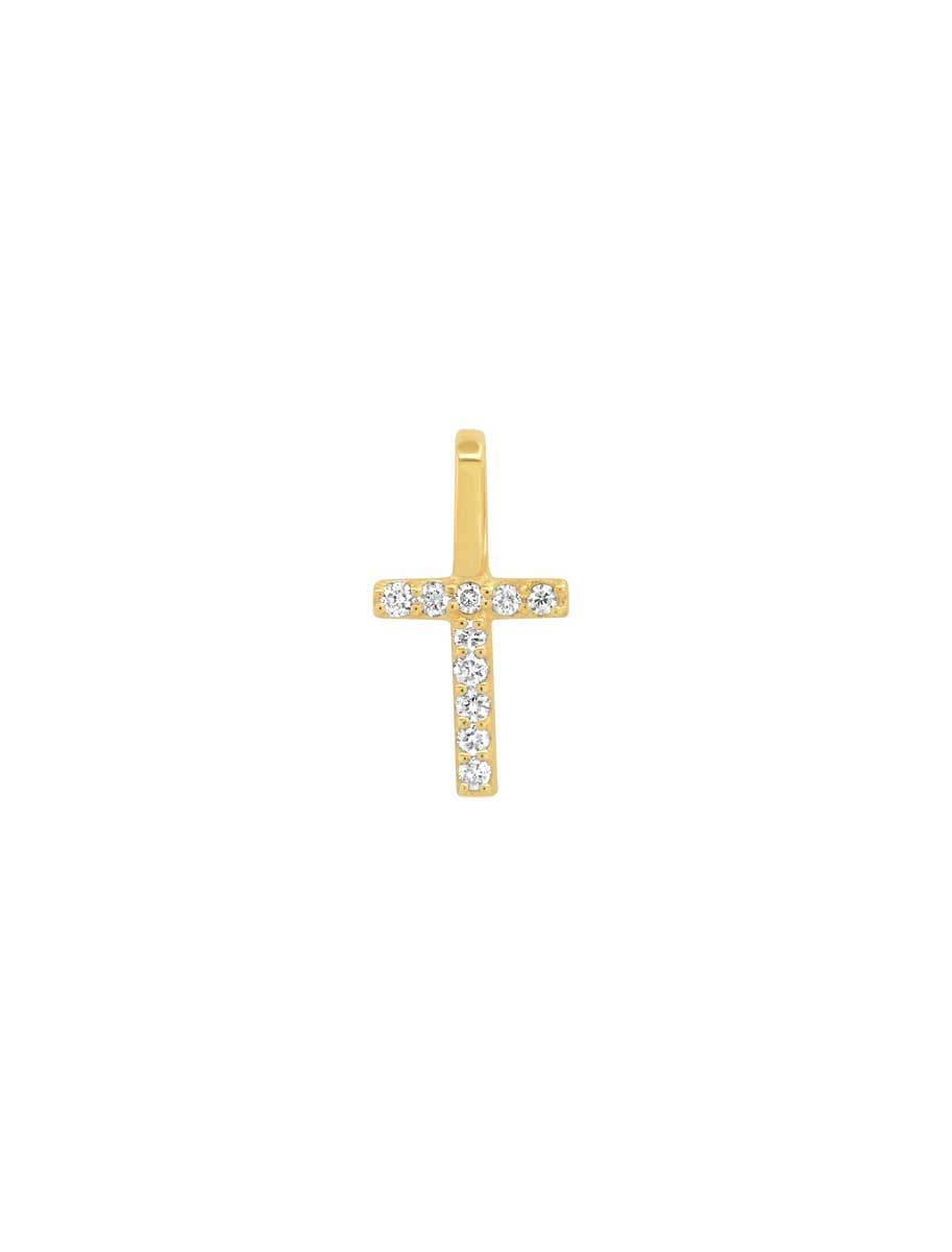 14k pave diamond initial charm - T