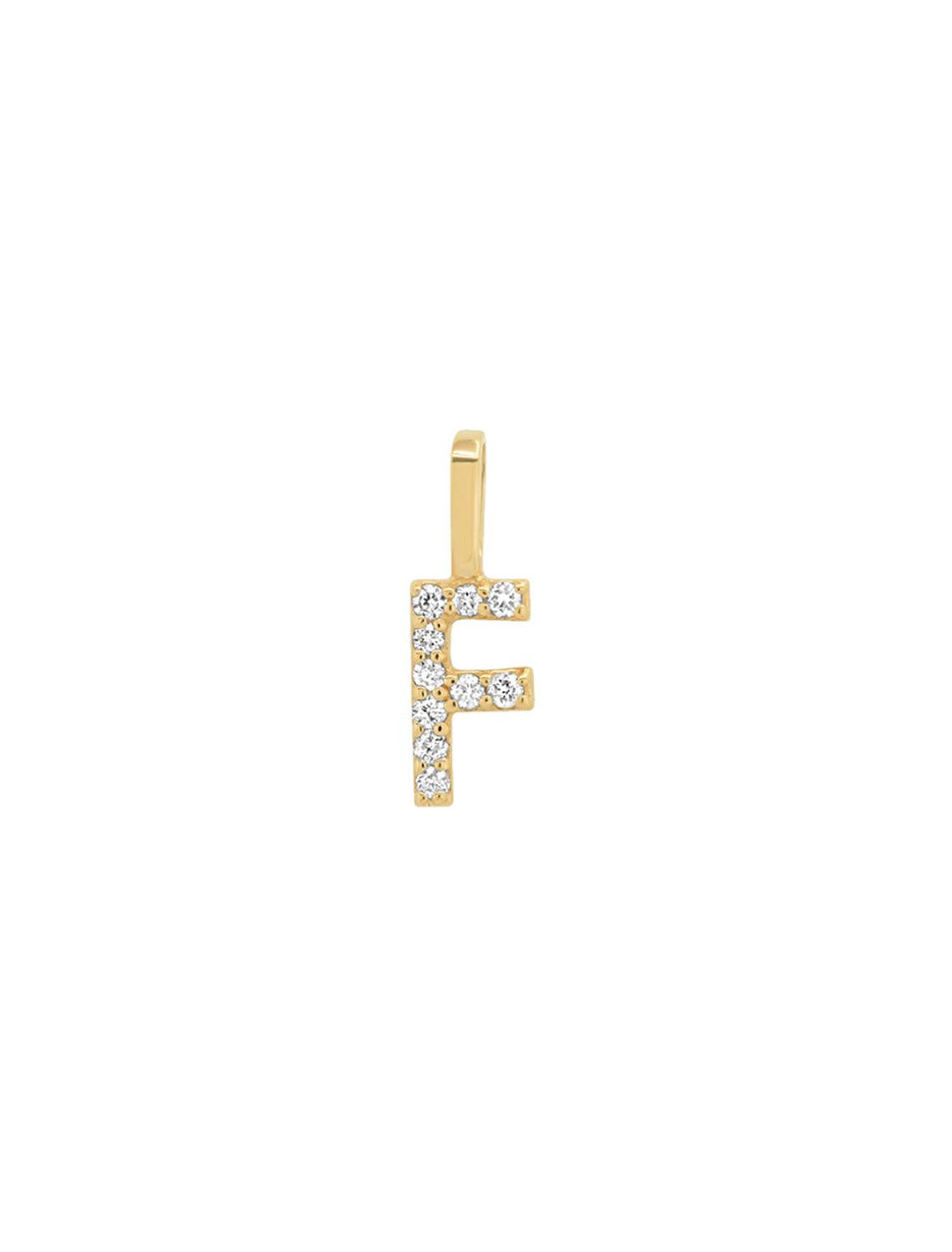 tai fine | 14k pave diamond initial charm - F