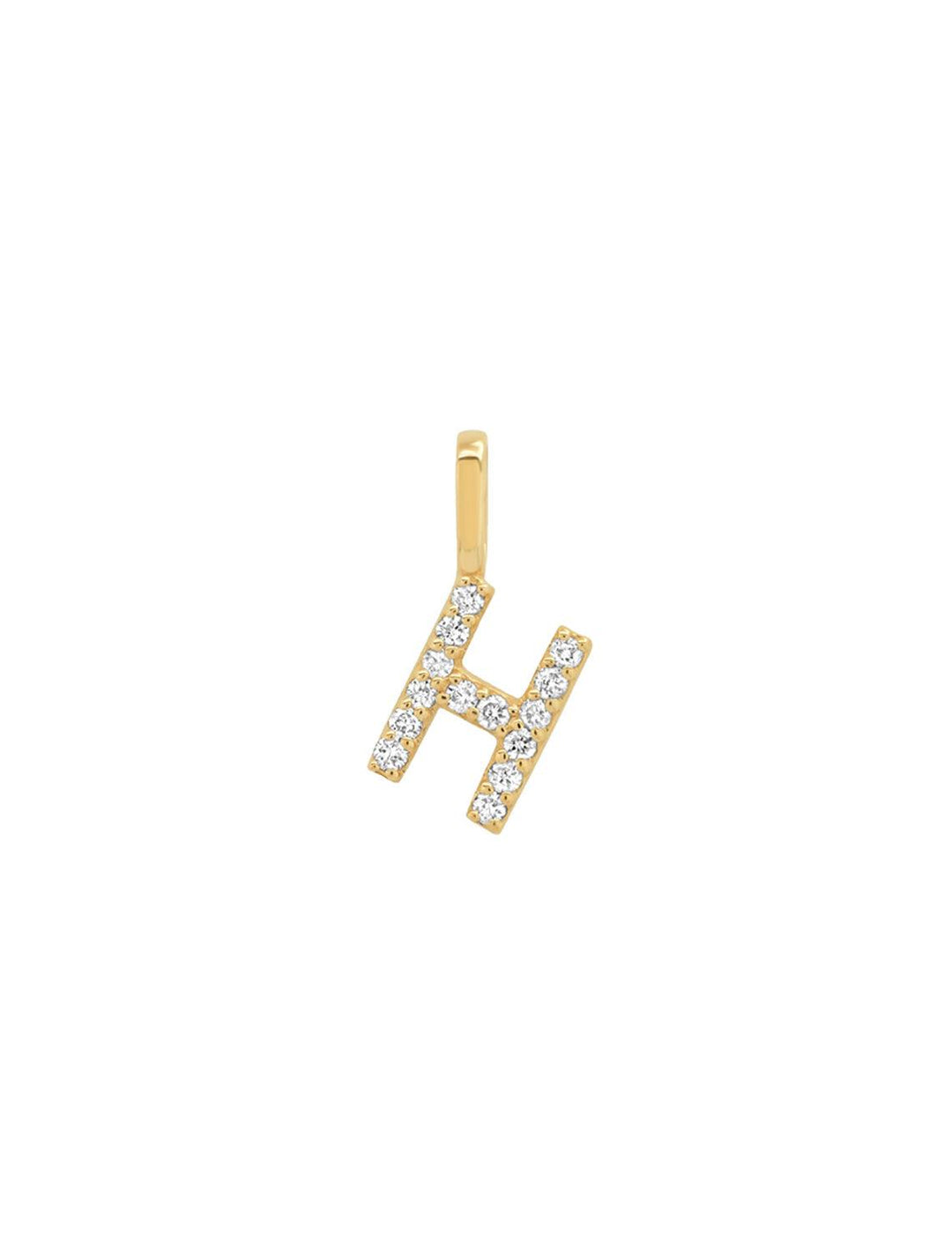 tai fine | 14k pave diamond initial charm - H