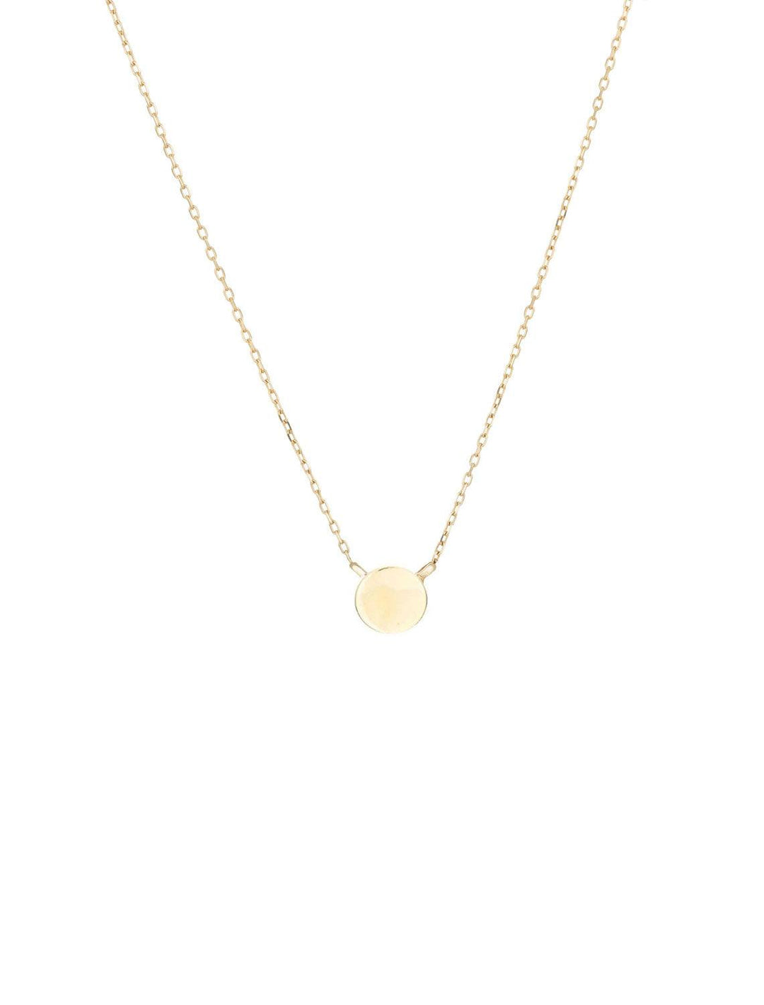 super tiny puffy disc necklace in gold