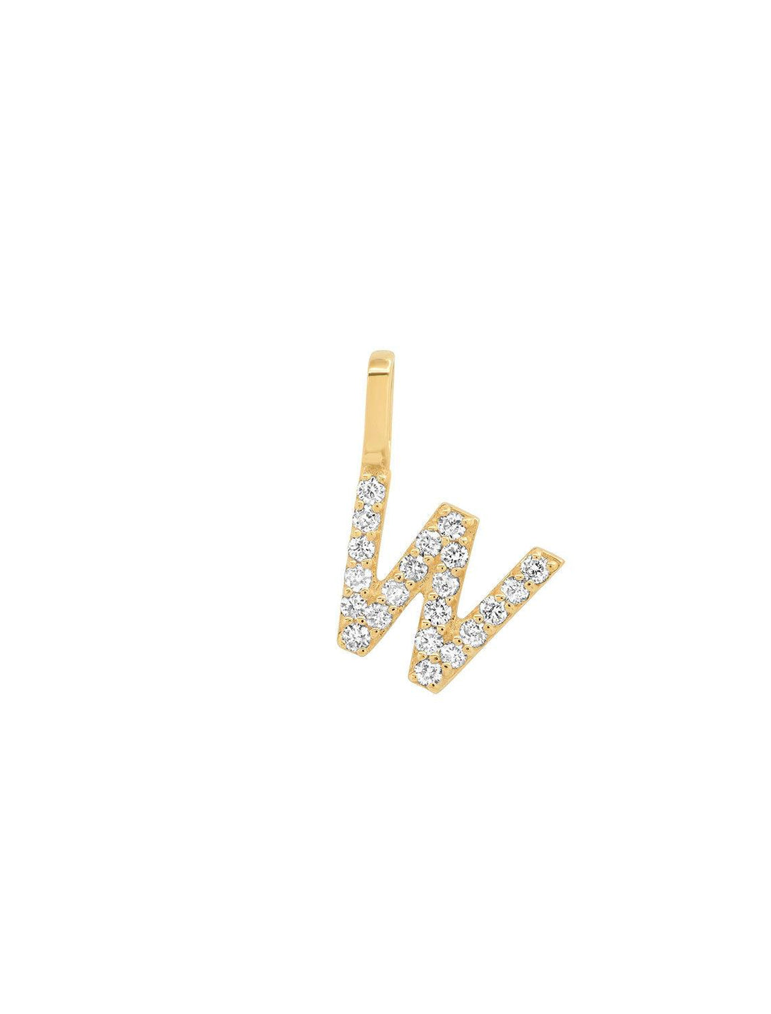 14k pave diamond initial charm - W