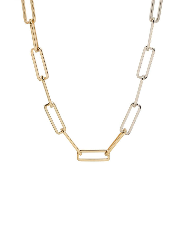 paper clip necklace in two tone