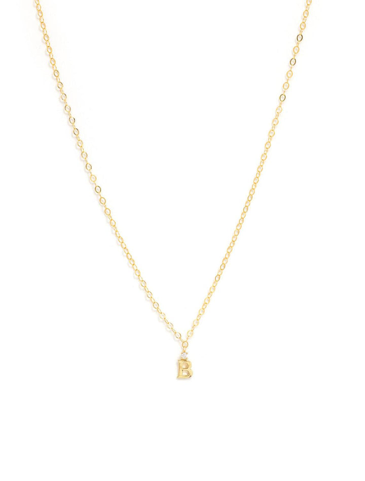 Marit Rae initial and cz necklace in gold | B - Twigs