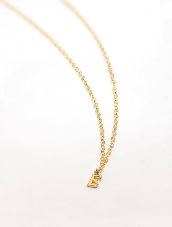 Marit Rae initial and cz necklace in gold | E - Twigs