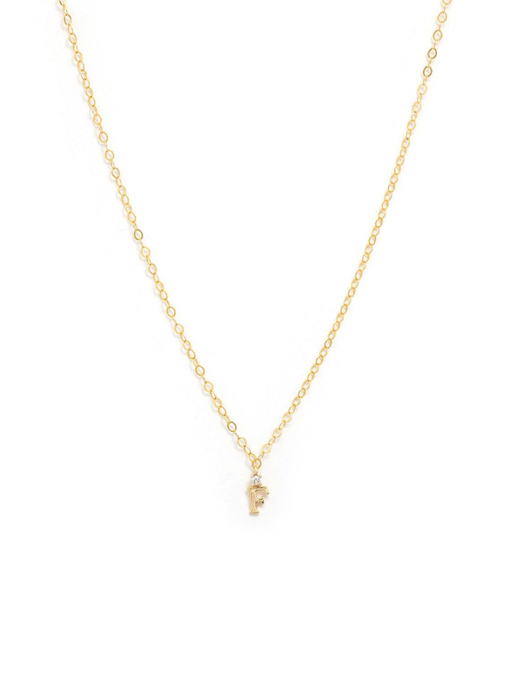Marit Rae initial and cz necklace in gold | F - Twigs