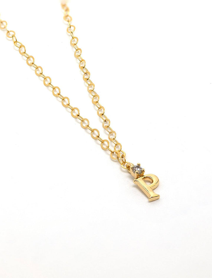 Marit Rae initial and cz necklace in gold | P - Twigs